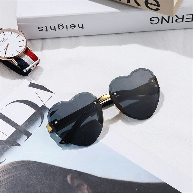 Gafas de sol polarizadas con marco de Metal para niños y niñas, marco de Metal infantiles con lentes de sol, con protección Uv400, para playa y verano: Black-Love
