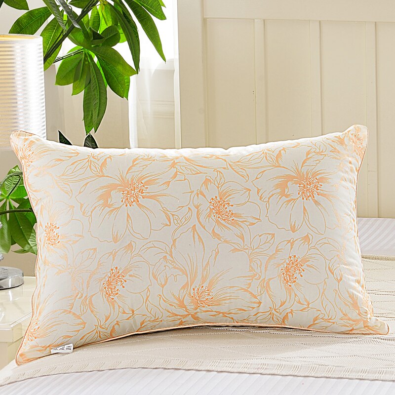 Oreiller en tissu de plumes doux imprimé, oreiller de sommeil Super extensible pour le cou, fournitures standard d'hôtel et de maison: gold / 40X70cm(2pcs)