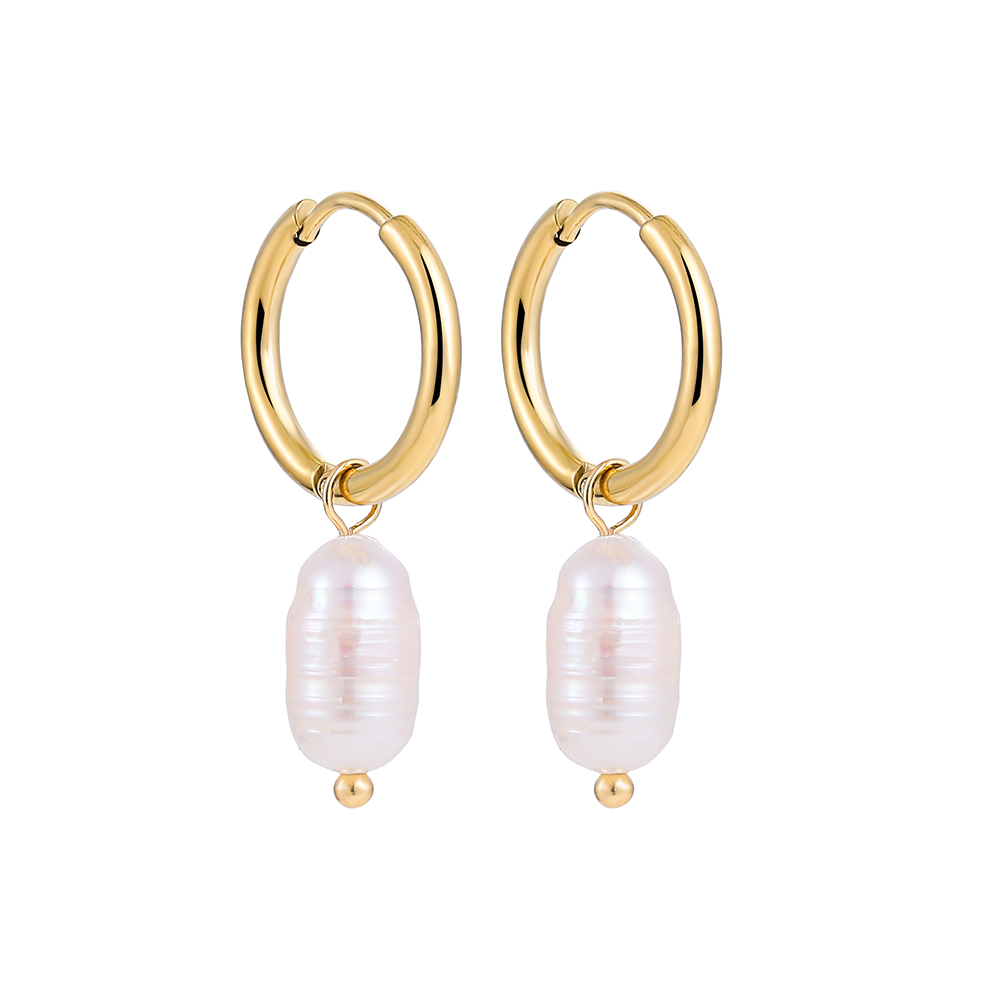 Pendientes minimalistas de perlas para mujer, aretes de aro pequeños de acero inoxidable de Color dorado, joyería con hebilla para la oreja 2022