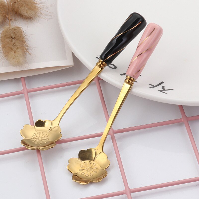Cuillère à café cuillère à thé, fleurs en acier inoxydable, petite cuillère à thé à café, sucre fantaisie, cuillère à thé pour Dessert 1 pièce