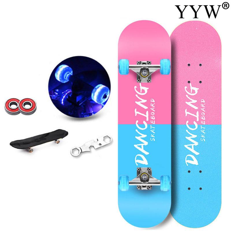 Skateboard Double Kicktail Cruiser Rocker Board Maple 4Wheel Teenager Adult Sidewalk Skating Street Colors Girls Surface Board: 3