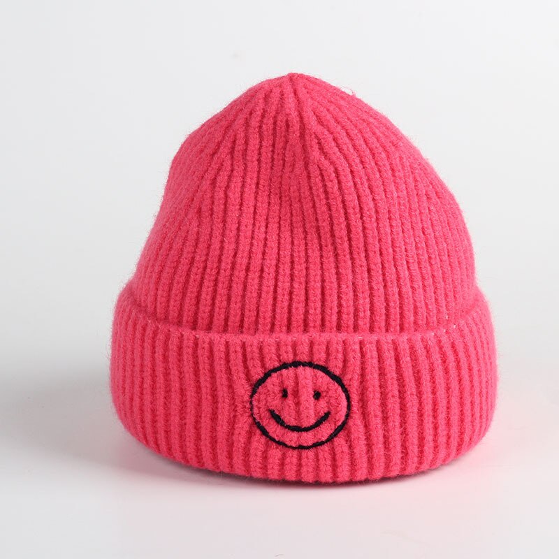 Embroidered Smile Hat Toddler Children Hats For Boys Girls Knitted Infant Baby Winter Thick Kids Cute Hat 0-6Y