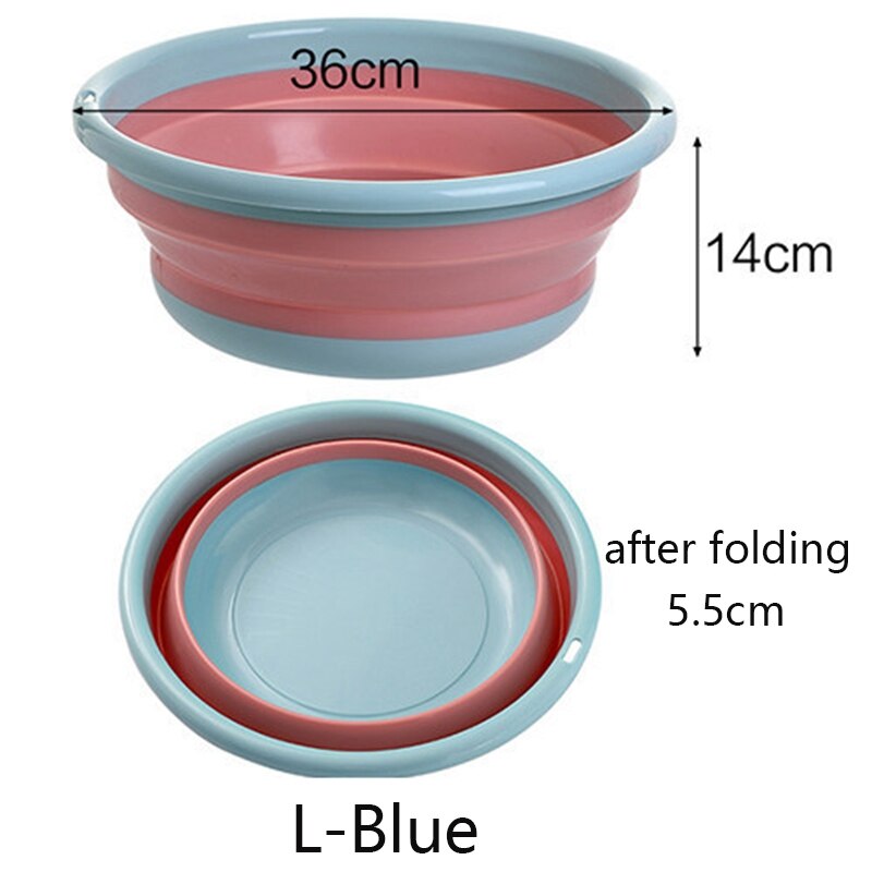 Portable Folding Washbasin Camping Travel Tourism Outdoor Foldable Bucket Basin Bathroom Wash Basin Household Laundry Tub Basin: Blue L