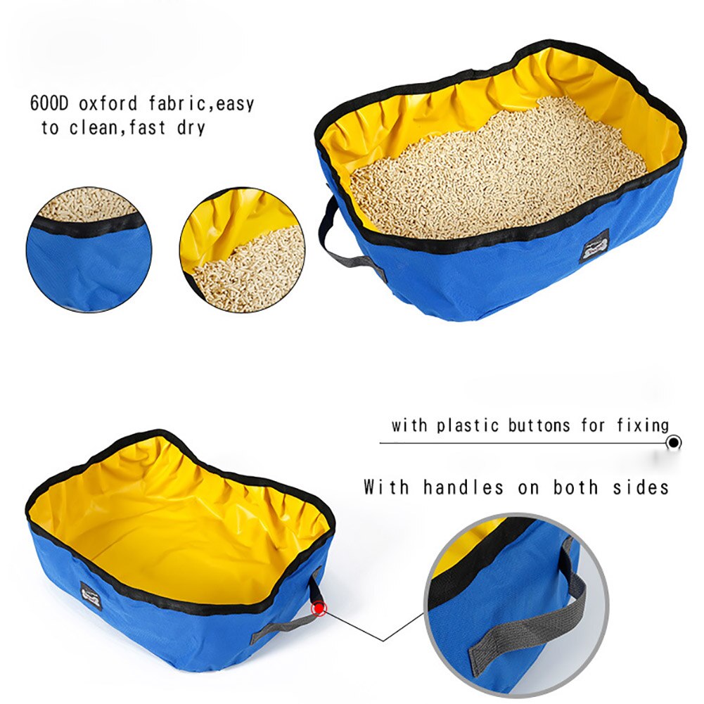 Folding Cat Litter Box Portable Pet Toilet Litter Pan Outdoor Collapsible Travel Cat Litter Pan Waterproof Litter Pan