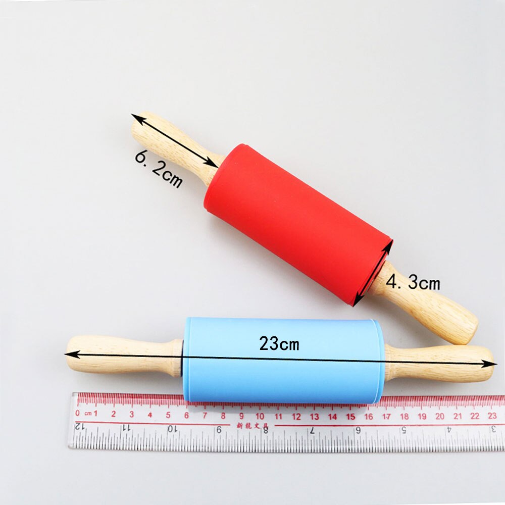 Silicone World Non-stick Siliconen Deegroller Houten Handvat Fondant DIY Gebak Deeg Meel Roller Keuken Bakken Koken Gereedschap