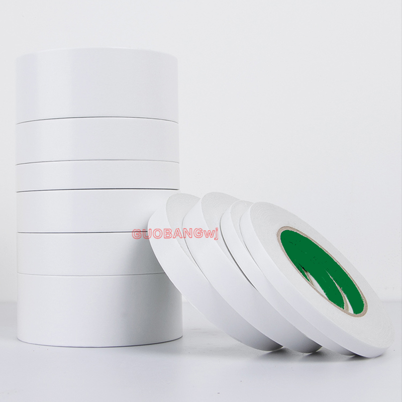 Handgefertigtes weißes, superstarkes doppelseitiges Klebebandpapier, starke, ultradünne, hochhaftende Baumwolle, doppelseitiges Klebeband für den Haushalt, 50 m: 8mm