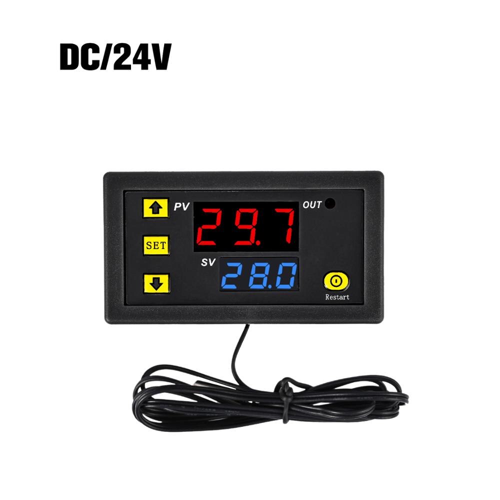 12V 24V 110-220V High-precision temperature controller Digital Temperature Control LED Display miniature thermostat Control: DC 24V