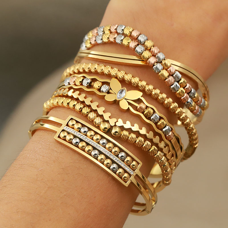 316L roestvrijstalen metalen kralen kruisarmbanden voor dames modemerk sieraden veelkleurige vlinderbloemarmbanden
