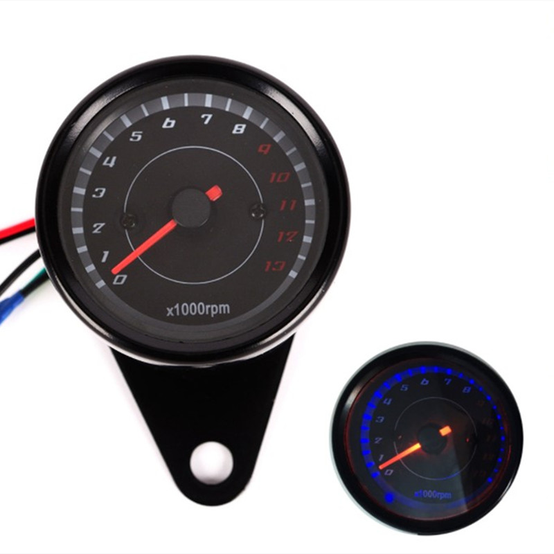 Motorcycle Tachometer Meter LED Backlight Gauge Rev Counter 12V Auto Tacho Meter Pointer 0-13000 RPM Universal Refit Accessories