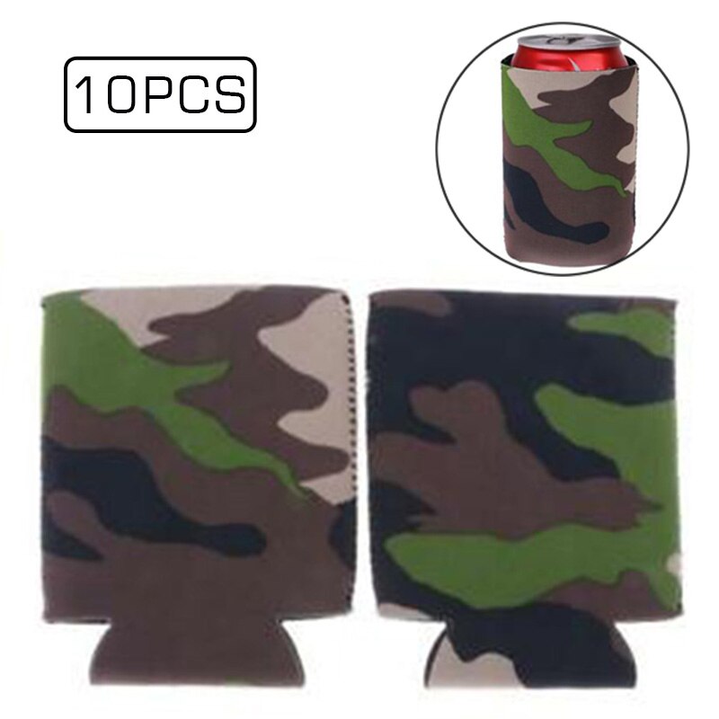 10Pc/Set Camouflage Neoprene Beer Cup Cover Drinks Tin Can Cooler Sleeve Holder