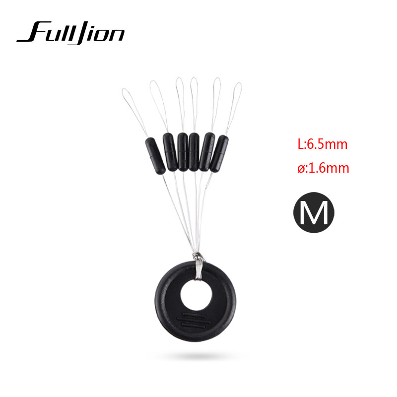 Fulljion 10 stks/partij Vissen Bobber Float 6 in 1 Zwart Rubber Ovale Stopper Ruimte Bean Connector Vislijn Visgerei Accessoires: M2