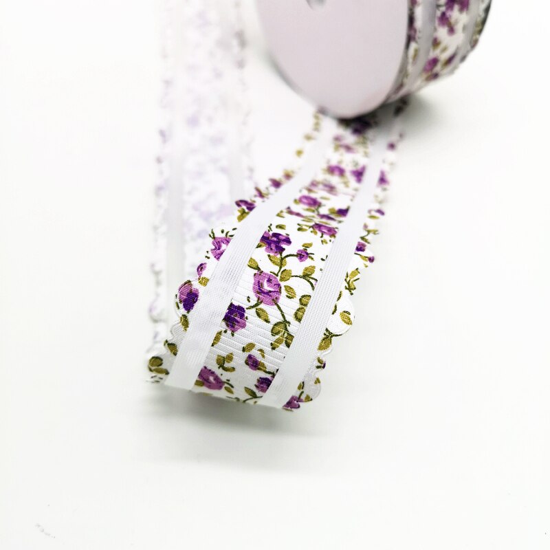 Cinta de Organza con encaje para envolver el pelo, lazo para boda, , , bricolaje, Navidad, 5 yardas, 38mm: 01
