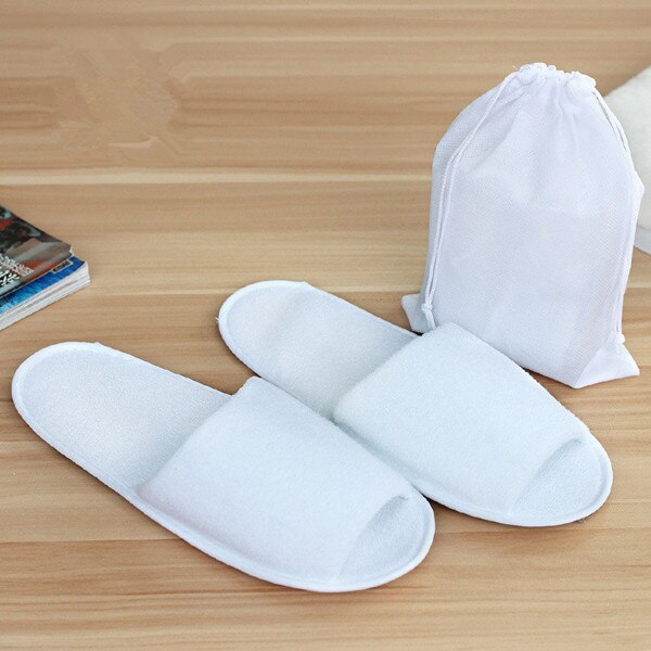 Zapatillas plegables desechables para hombre, zapatos de viaje de negocios, Hotel, Club, portátiles, con bolsa, lote de 10 pares: Blanco