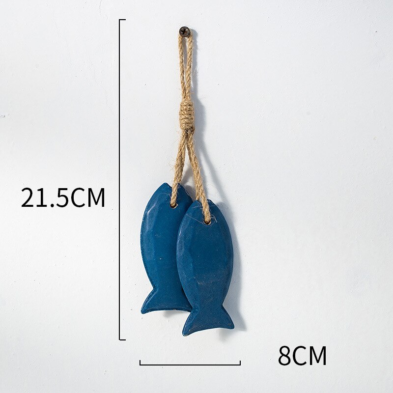 Colgante de estilo mediterráneo de peces de madera, arte de pared, artesanías Vintage, decoración del hogar, accesorios de adorno de tema náutico: O