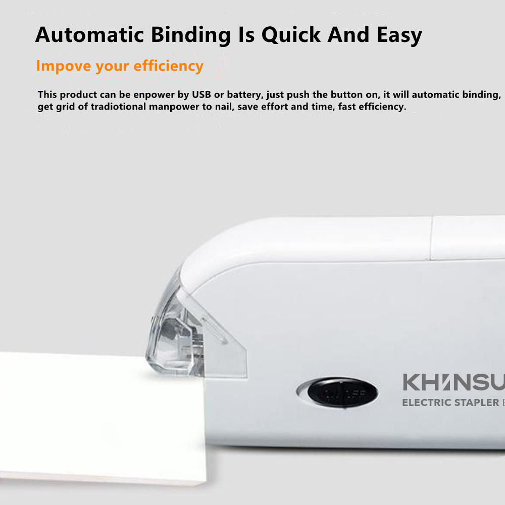 Khinsun Electric Stapler Stationery Automatic No.10 Staples School Paper Stapler Office Stationery
