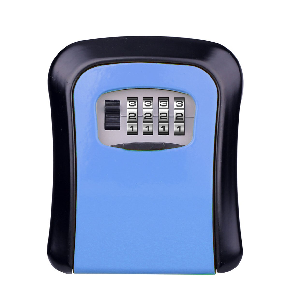 Safe Box Weatherproof 4 Digit Combination Outdoor Key Security Storage Case Key Lock Box Wall Mounted Aluminum Alloy Key: Blue