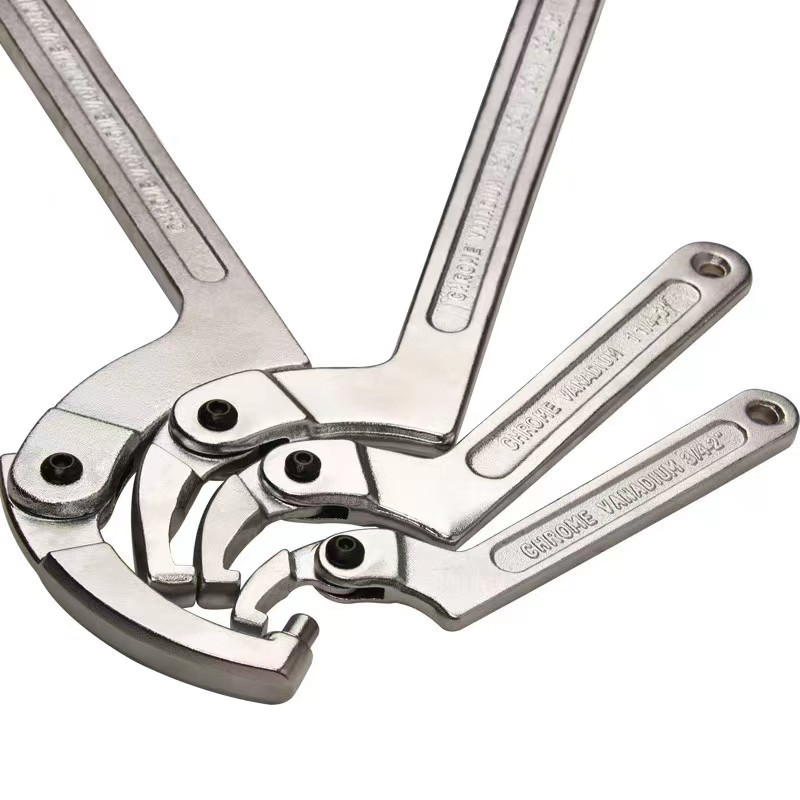 Adjustable Wrench Hook Spanner Square/Round Head CR-V Spanner For Round Bolt Maintenance Dismantling Tools 19-51/32-76/51-120mm