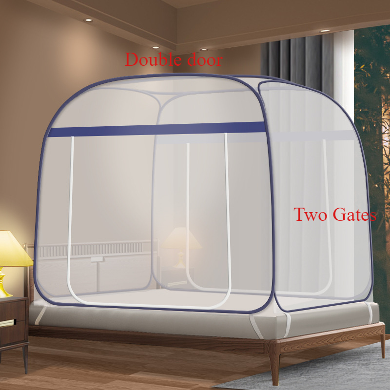 type de moustiquaire, aucune installation requise, aucun support requis, avec portes simples ou doubles, décoration de pièce, abordable: lit de 1,8 m (6 pieds) / Bleu