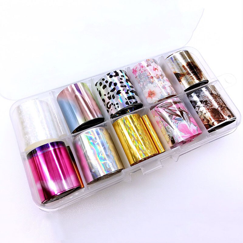 1 Box Nail Folies Stickers Metalen Goud Ilver Kleur Sterrenhemel Papier Transfer Folie Wraps Adhesive Decals Nail Art Decoraties