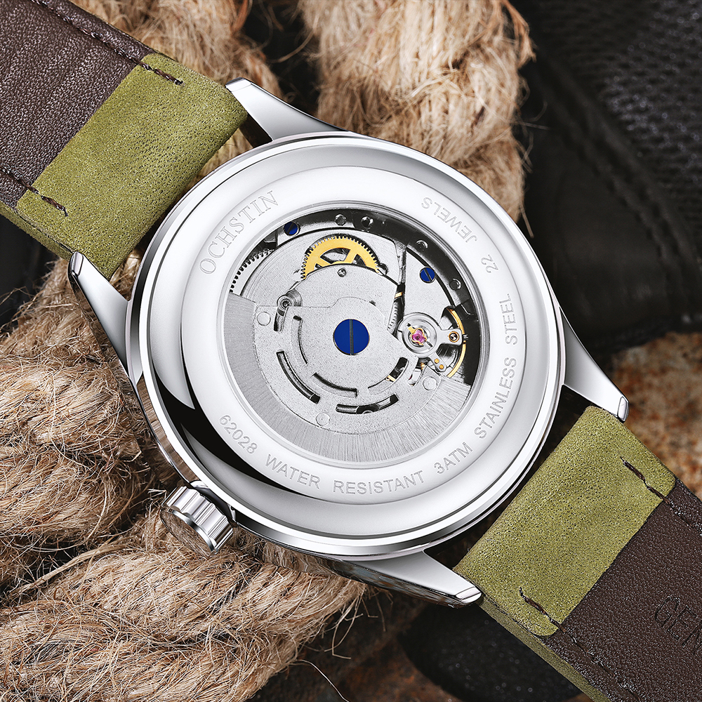 OCHSTIN Mann Mechanische Pilot Armbanduhren Luxus Selbst Wind Leder Mechaniker Männliche Uhr Auto Datum Relogio Masculino für Männer