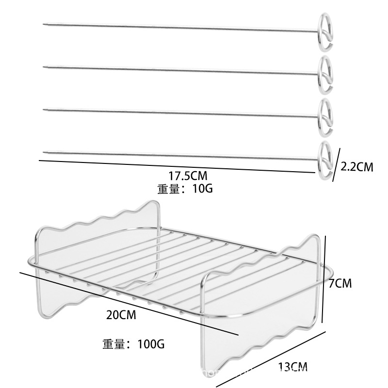 Lucht Friteuse Roestvrijstalen Bakplaat & Stoomrekken Lucht Friteuse Gereedschap Bakvorm Bbq Gril Bakpan Accessoires Kookgerei: Grey
