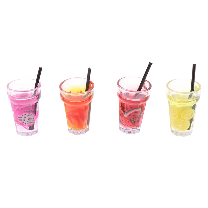 Mini 1:12 Scale Fruit Lemon Simulation Drink For Dollhouse Miniature Toy Milk Tea Drink Doll Food Kitchen Accessories