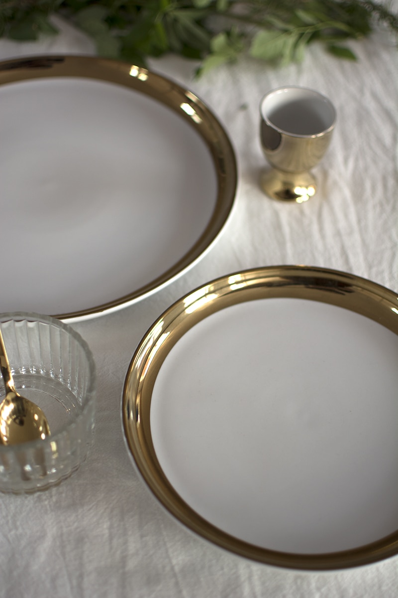 Gold Inlay Dinner Plates Porcelain Dishes Dessert Plate