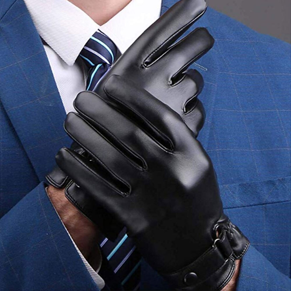 Happtyl 1 par mænd fuld håndflade berøringsskærm tekstning handsker varm foret tykke vinterhandsker