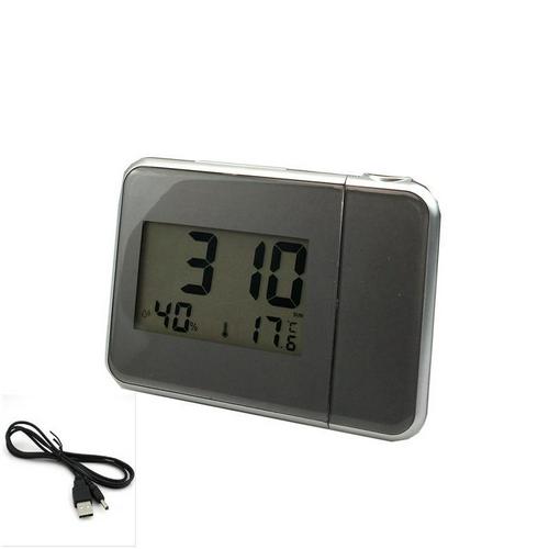 1PC Projection LCD Alarm Clock Snooze Alarm Display Weather Calendar Screen Snooze Alarm Clock Kids Bedroom Decor: C