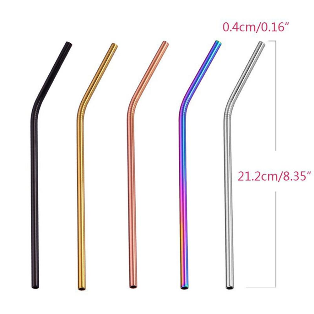 Stainless Steel Metal Straw Straight Straws Drinking Eco-friendly Reusable Smoothies Tapioca Pearls Milk Tea Juice Bar Tools