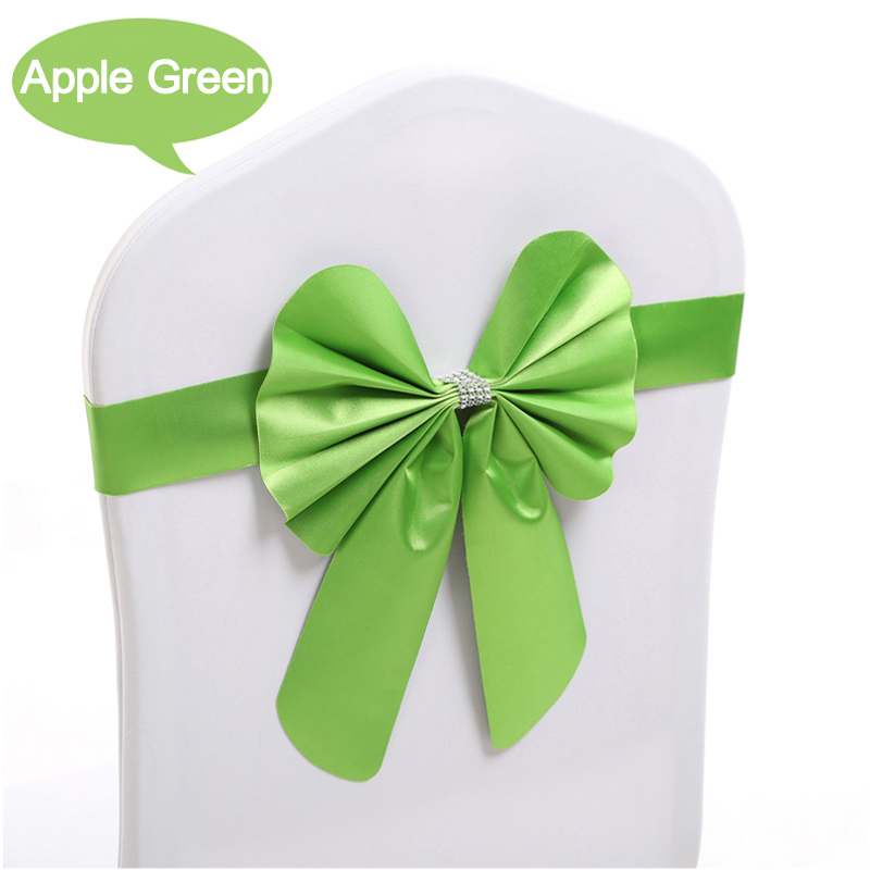 1 Stks/partij Stoel Cover Elastische Stoel Cover Stoel Terug Bloemen Boog Decoratie Hotel Bruiloft Stoel Terug: Grass Green