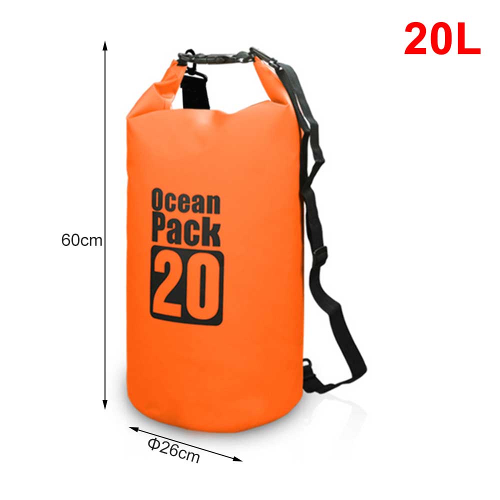 Waterproof Dry Backpack Floating Shoulder Bag Roll Top Sack for Kayaking Rafting Boating River Trekking Swimming Pool Outdoor: Orange 20L