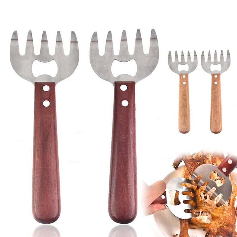 Bjørn klo kød splitter rustfrit stål kød shredder 2 i 1 kød gafler øl flaskeåbner til svinekød oksekød kylling grill bbq gadget