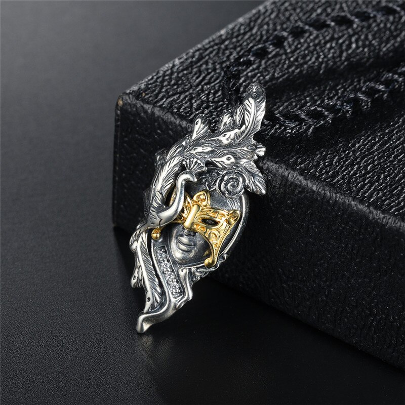 V.YA-colgante de plata de ley 925 para hombre y mujer, cadena con cubierta facial de plata, SIN Cadena, joyería fina