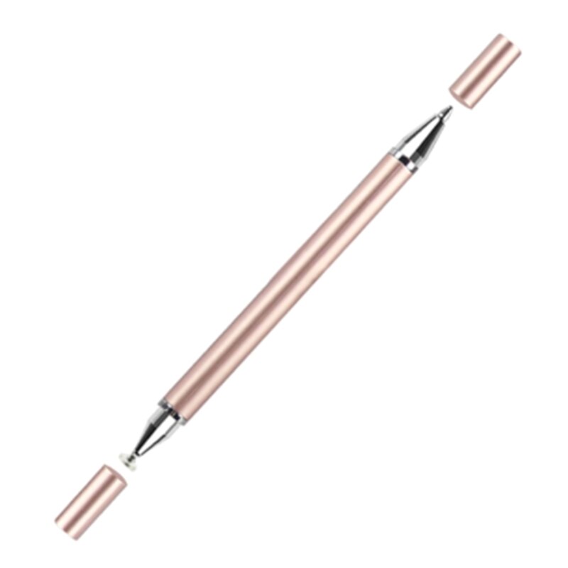 Universal Capacitive Pen Dual Head Soft Nibs Touch Screen Tablets Stylus 2 Heads: Rose gold