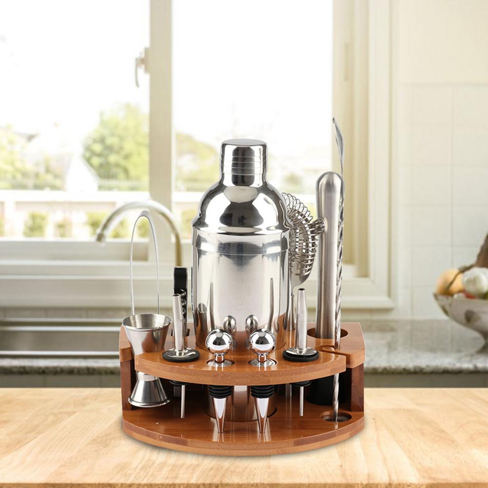 12 Pcs Stainless Steel Mixing Utensil Set Shaker Pot Commercial Utensil Full Bar Kit Cocktail Handglass