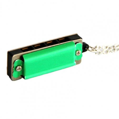 Mini colgante de Harmonia de 8 tonos y 4 agujeros para niños, armónica pequeña, canciones removibles, instrumentos musicales para niños, colgante para de vacaciones para estudiantes: Verde claro