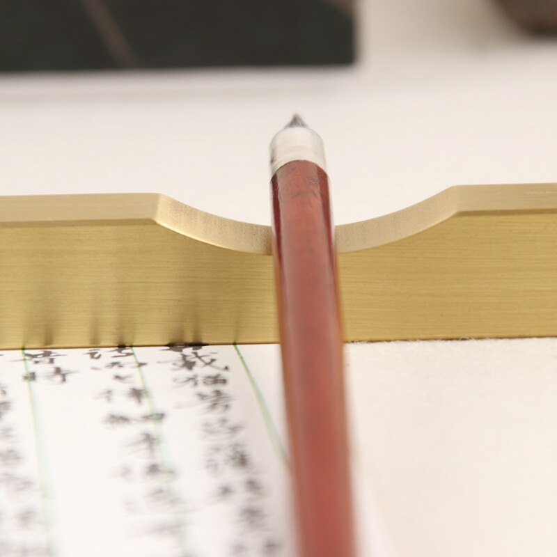 Metalen Multifunctionele Kalligrafie Paperweights Messing Borstel Pen Houder En Paperweights Chinese Rijst Papier Drukken Paperweights