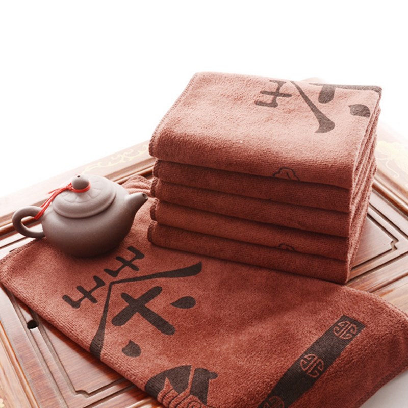 Diepe kleur doek Thee handdoeken Koffie kleur handdoek Chinese karakter thee handdoeken Katoen fiber microfiber schoonmaken tool