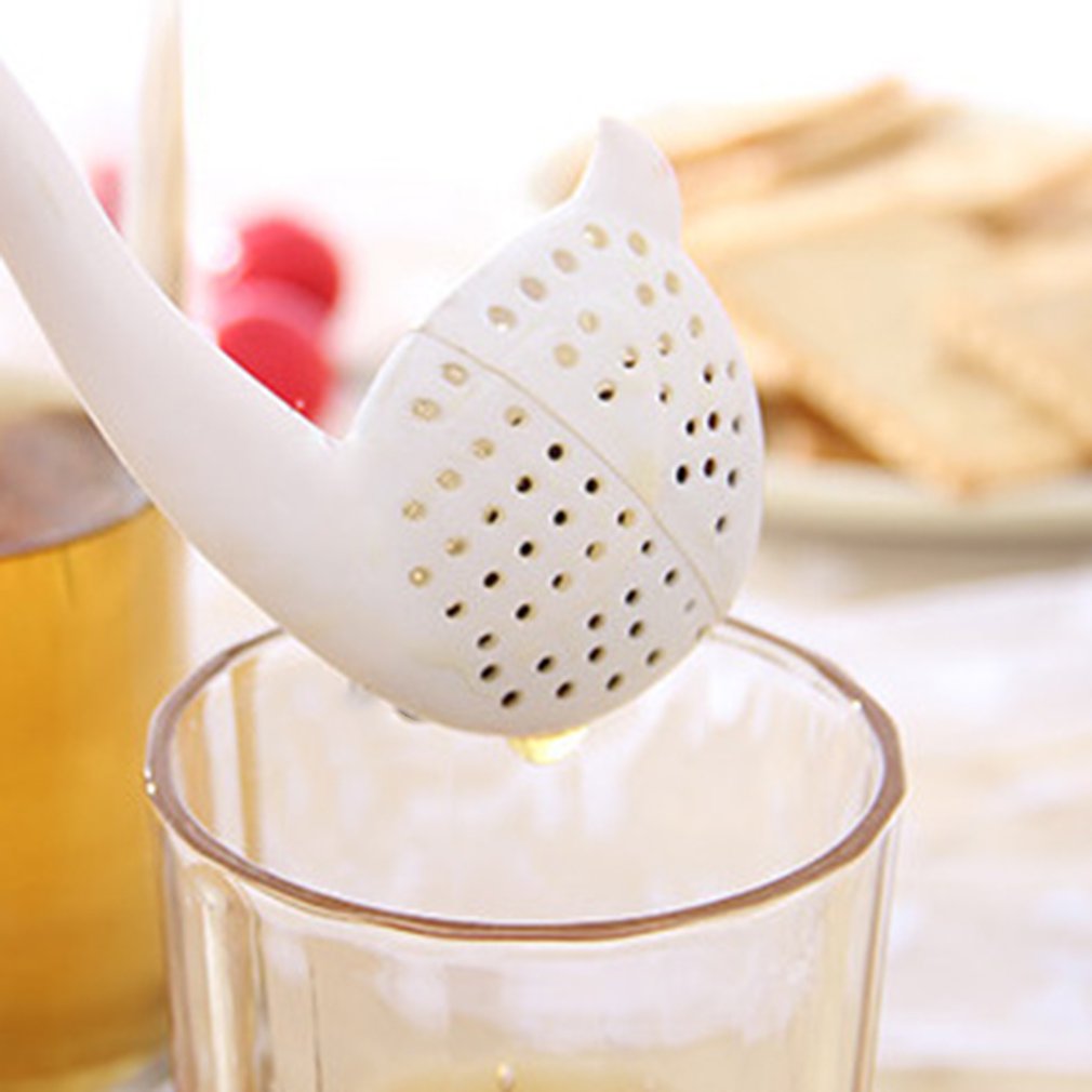 Nyhet söt tesil plast intressant gässform teinfusator filter tekanna för te kaffe drinkware