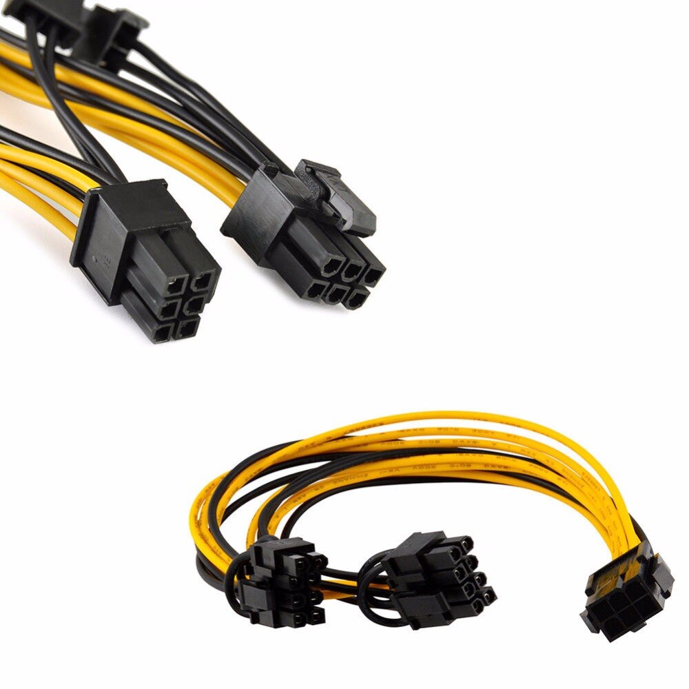 PCIE PCI-E 6 Pin to Double 6+2 pin (6-pin/8-pin) Graphics Video Display Power Cable PCI-Express 6pin Power Extension Cable Cord