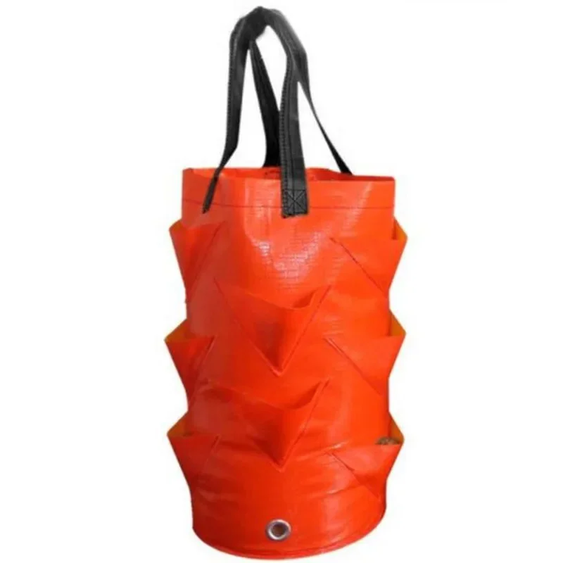 3 Gallon Vertical Garden PE Fabric Strawberry Planter Grow Bag Vegetable Planting Tools Pots Gardening Wall Hanging Flower: Orange