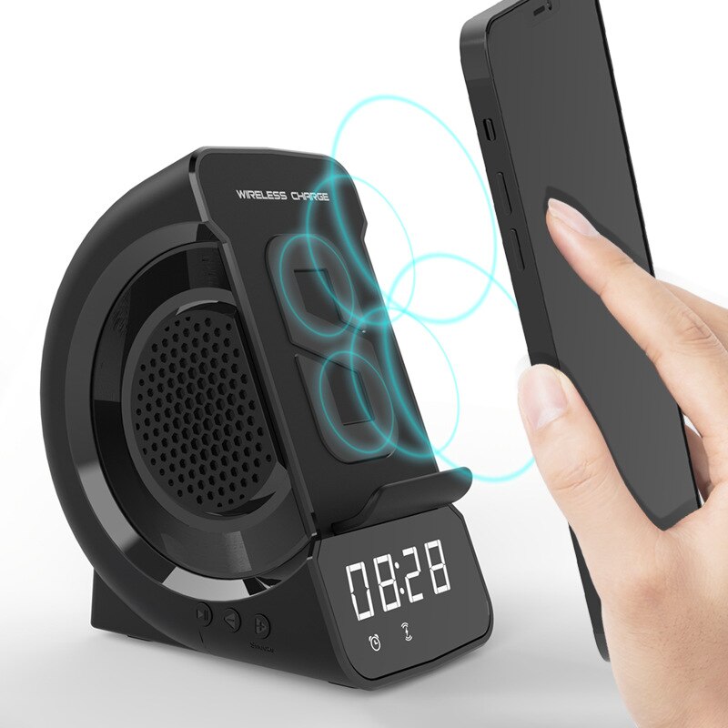 3 in 1 night wireless charger wireless charger bluetooth speaker clock alarm function phone stand hands-free calling