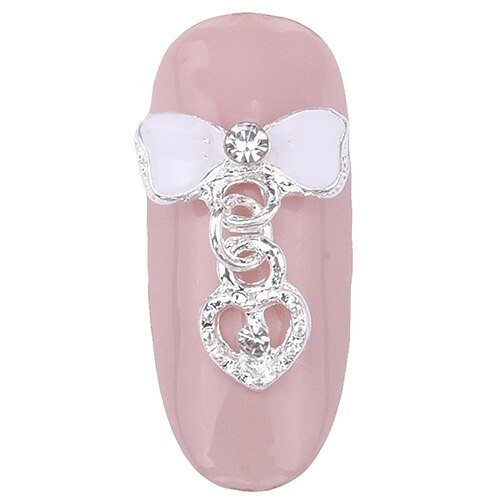 10 st guld/silver metall glitter 3d nail art fluga dingla kedja hjärta fixa nagelberlocker dekoration tillbehör tillbehör  y01: Y04