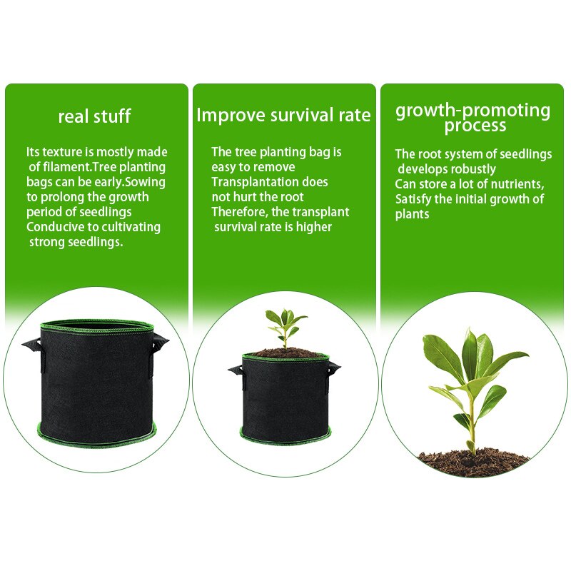 2/3/5/7/10 Gallon Grow Bag Felt Planter Growing Gardening Vegetable Pineapple Potatoes Flower Plant Fabric Grow Pot Garden Tools