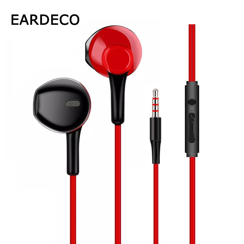 Eardeco oordopjes 3.5mm bedrade koptelefoons sport in-ear mobiele koptelefoon met microfoon bas oordopjes stereo headset voor xiaomi