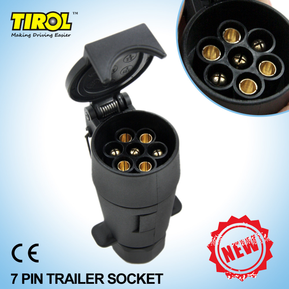 Tirol 7-Pin Trailer Socket Black frosted materials 7-Pole Trailer Socket 12V Tow bar Towing Socket N Type T21224b