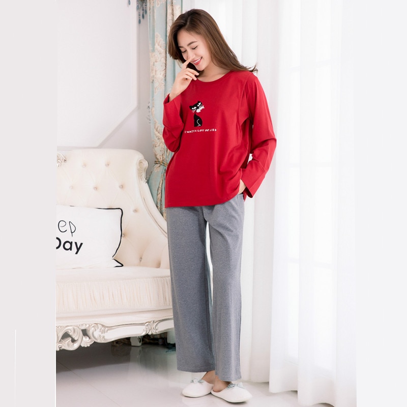 Gravid- og ammetopp og buksesett gravide kvinner kappe amming barsel pijamas pyjamas ut dame loungewear