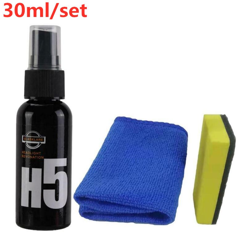 50/30ml Car Headlight Repair Agent H5 Headlight Restoration Oxidation Liquid Auto Headlight Polishing Anti-scratch Maintenance: 30ml set
