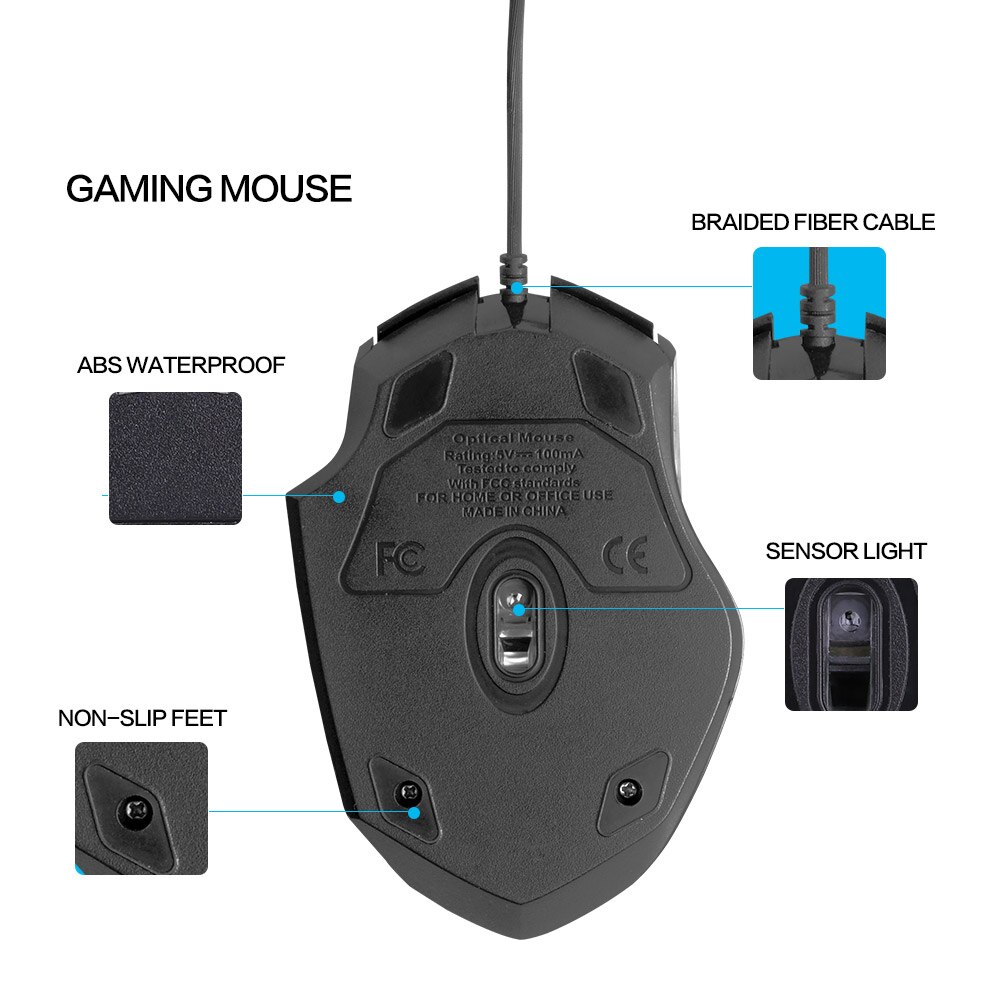 Gaming Mouse 6 Button Ergonomic Wired USB Computer Mouse Gamer Mice Silent Mause 4000DPI Optical Mouse For PC Laptop